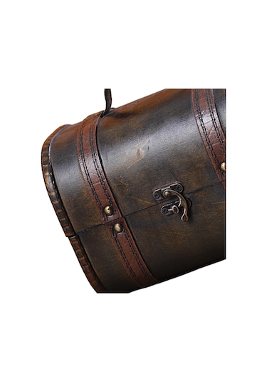 Homyl Biblo Kutusu Menteşeli Hazine Sandığı Süs Ahşap Siyah Kahverengi