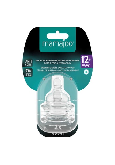 Mamajoo Anti-kolik Biberon Emzikleri 12ay+, Yoğun Akışlı, 2li Paket