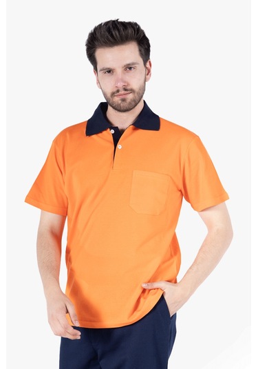 Polo Yaka T-shirt %100 Pamuk Cepli Turuncu