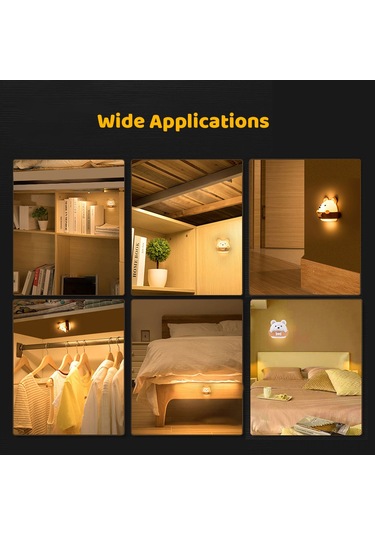 Reedark Küçük Ayı Desenli Led Gece Lambası - İki Renk Işık Sıcak/soğuk - 10 Seviye Parlaklık - Uzaktan Kumanda - Usb Şarjlı 1600mah Pil Sari