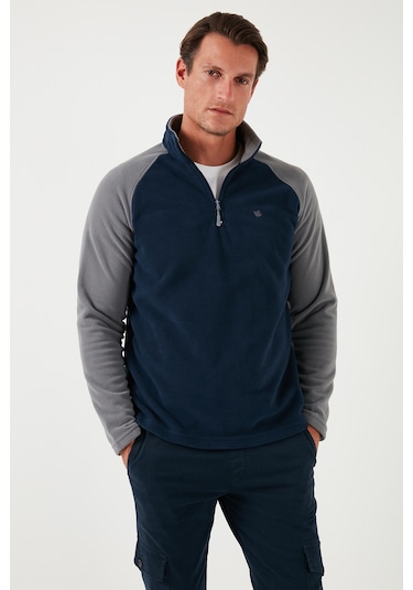 Buratti Slim Fit Yarım Fermuarlı Kışlık Şardonlu Erkek Polar 5906055 Lacivert