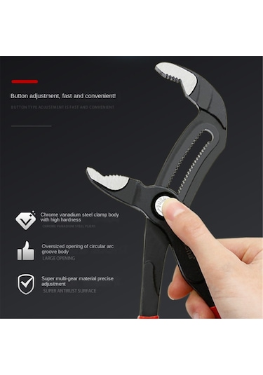 Symbee Suha 7 İnç Krom Vanadyum Çelik Su Pompa Tıkacı, 19 Seviye Ayarlanabilir, Dar Kafa Tasarımı, Çok Amaçlı Su Tesisatı Somun Boru Tıkacı