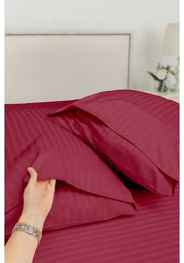 Vionel Home Pamuk 2’li Çizgili Saten Yastık Kılıfı 50 x 70 cm