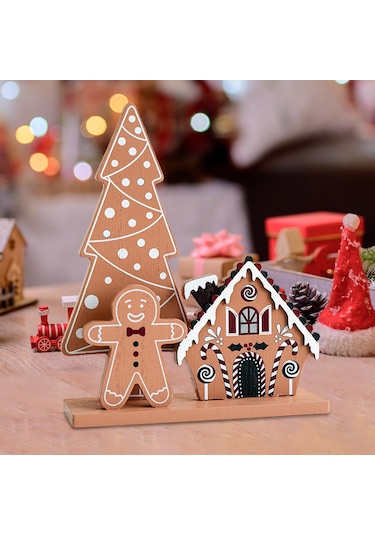 Suntek Yılbaşı Ahşap Masa Dekorasyonu Tatil 19x6x23cm-ağaç
