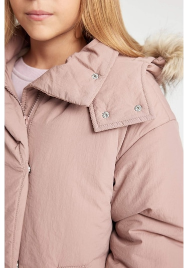 Defacto Kız Çocuk Çıkarılabilir Suni Kürk Yaka Kapüşonlu Parka C8515a824aubr320 Bordo