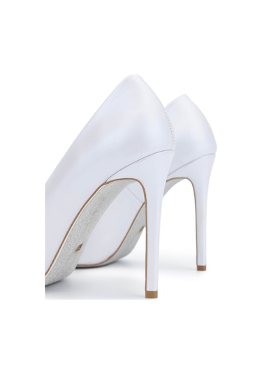 Tamer Tanca Kadın Hakiki Deri Beyaz Sedef Topuklu Ayakkabı 1027 253 Bn Ayk Y25 Beyaz Sedef Beyaz