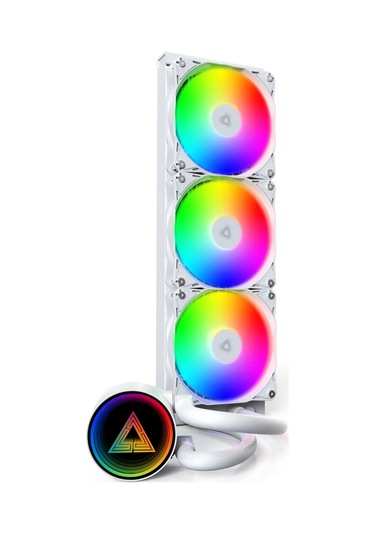 Montech Lightflow Argb 360 Beyaz Ultra Sessiz Aıo Sıvı Cpu Soğutucu, 3100 Rpm Pompa, Üçlü Sessiz F