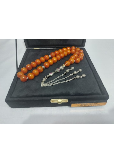 Miskevi Bağa Küre Kesim Gümüş Püsküllü Tesbih Ölçü 13x13