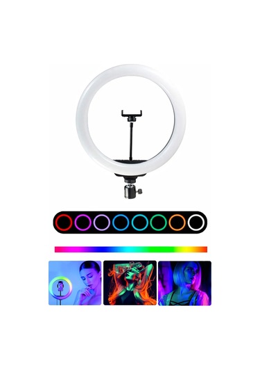 Thentech Telefon Kamera Uyumlu Yuvarlak Rgb Işıklı Led Işık