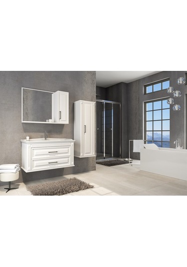 Moskova 100 Cm Banyo Dolabı-Beyaz(Boy Dolap Dahil )