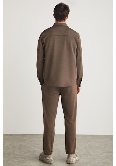 Jones Erkek Özel Pike Görünümlü Kalın Kumaşlı Kapalı Cepli Çıtçıtlı Bej Ceket