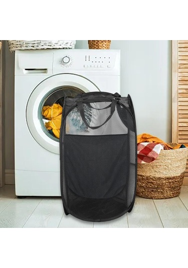 Suntek Banyo Yurdu Ev Için Çamaşır Sepeti Polyester Siyah