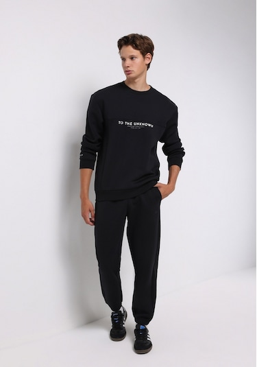 Colins Regular Fit Orta Bel Düz Erkek Siyah Eşofman Altı Cl1076853 Q1.v1 Blk Siyah