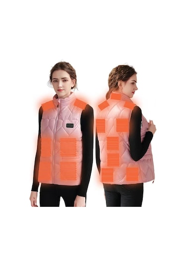 Outdoor Sıcaklık Kontrollü Kadınlar İçin 15 Bölge Isıtmalı Yelek Pembe