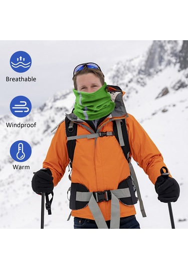 Wezone Kışlık Polar Boyunluk - Rüzgar Geçirmez, Yansıtıcı, Kayak Ve Bisiklet İçin Florasan Yeşil