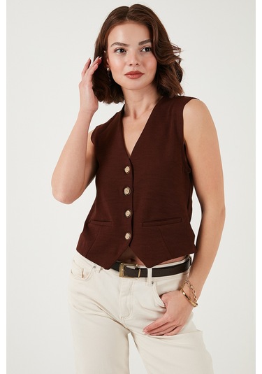 Lela Bayan Yelek 5865971 Kahve Kahve