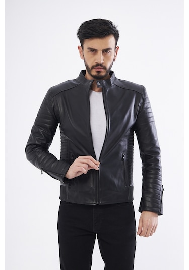 DERİNSS DER172 Hakiki Deri Erkek Siyah Mont Siyah
