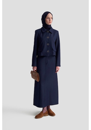 Armine Blazer Ceketli Tencel Takım 25kd1706 Lacivert Lacivert