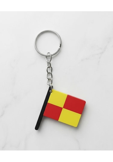 Hakem Anahtarlık, Bayrak Anahtarlık, Kareli, 4x3cm