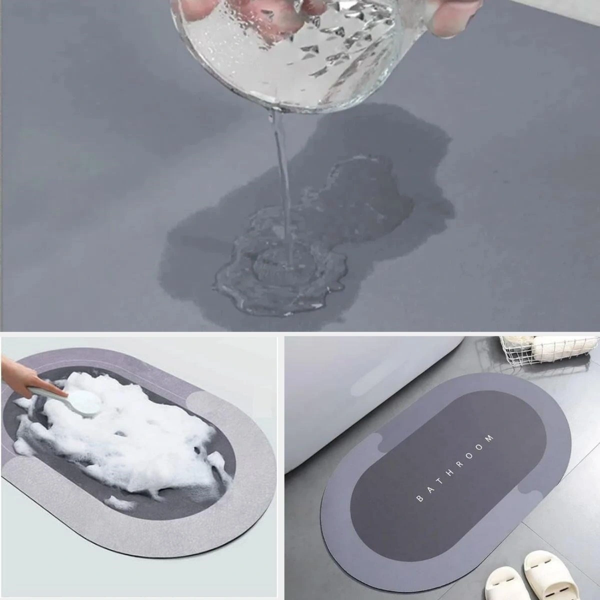 Mcg Sihirli Süper Su Emici Kaymaz Tabanlı Oval Paspas 40 60 Cm Renkli