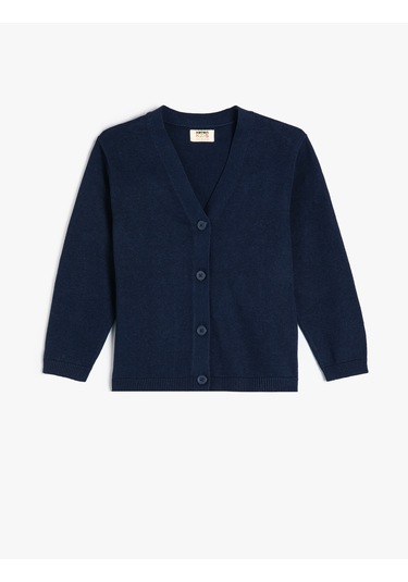 Koton Basic Hırka V Yaka Düğme Kapamalı Pamuklu Lacivert 5wkb90009tt Lacivert