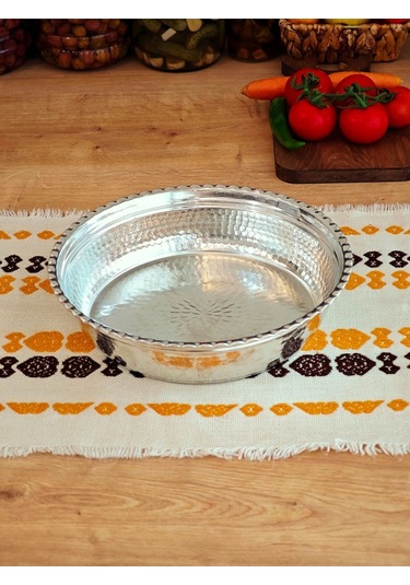 Modabakır Bakır Derin Servis Tabak Kase 24 Cm Model:ssdaa46 Gümüş