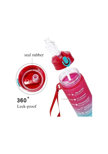 Sızdırmaz Spor Su Şişesi Büyük Kapasiteli Zaman İşaretleyici İle Motivasyon Blue Orange 750-800ml Blue Orange