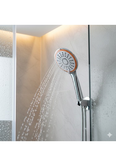 El Duş Başlığı Uzay - Turuncu Şeritli - Birden Fazla Akış Modu Krom