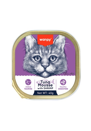 Wanpy Kedi 40 Gr Ton Balıklı Ve Karidesli Alutray Kedi Yaş Maması