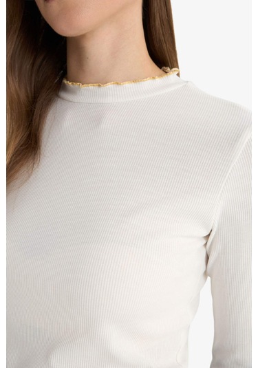 Defacto Fitilli Kaşkorse Uzun Kollu Tunik E9540ax25wner105 Ekru