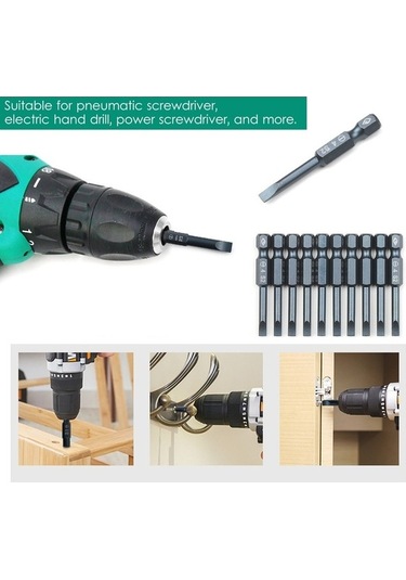 Dancemonkey 10 Parçalı Oluklu Tornavida Ucu Seti 1/4 Inç Sl4 5 Cm