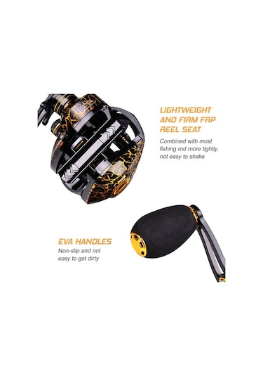 Novahub Abu Balıkçılık Makarası Siyah/sarı W10 Mikro Sol El Balıkçılık Makarası - 10kg Maks. Sürükleme - 7,2:1 Dişli Oranı