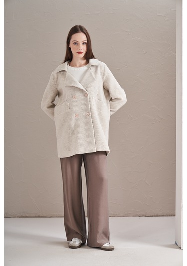 Balık Sırtı Ceket Ekru Ekru