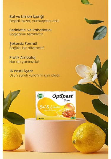 Optipast Drops Ballı & Limon 16 Pastil