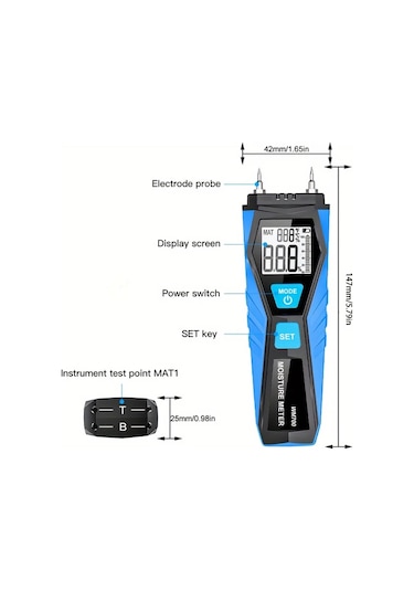 Motion003 Wm700 Ahşap Beton Nem Ölçer Otomatik Kalibrasyon Çift Pinli Higrometre Lcd Ekran