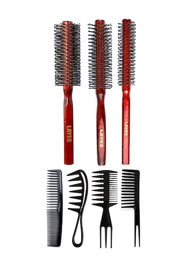 Layes Tarama Fön Fırçası 3'lü + Şekillendirici Tarak 4'lü
