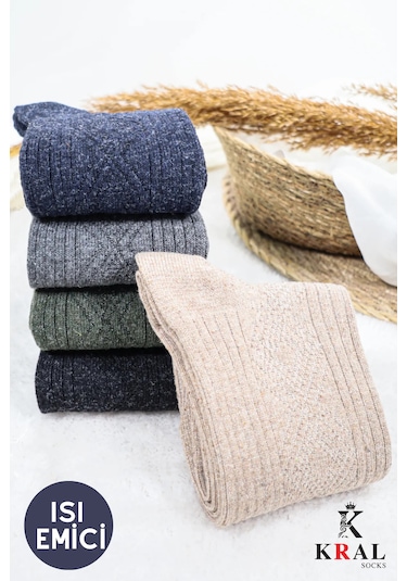 Kışlık Lambswool Erkek Çorap 5 Renkli Set Çok Renkli
