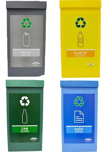Geri Dönüşüm Kutusu Sıfır Atık Kutusu Seti 4'lü