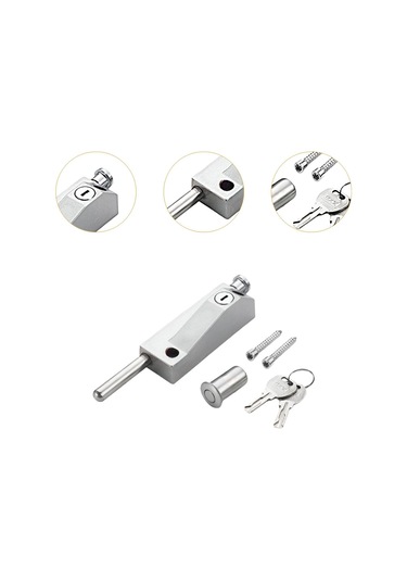 Suntek Kapı Mandalı Kilidi 2 Anahtar Su Geçirmez Gümüş