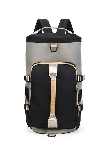 Siyah Seyahat Çantası Büyük Kapasiteli Çok Fonksiyonlu Taşınabilir Sırt Çantası Yuvarlak Kova Tek Omuz Sırt Çantası Eğitim Ve Spor Çantası