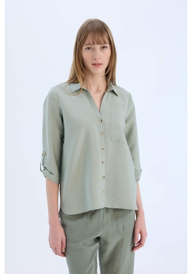 DeFacto Regular Fit Basic Düz Uzun Kollu Gömlek M9407AZ25SPGN1102 DeFacto Regular Fit Basic Düz Uzun Kollu Gömlek M9407AZ25SPGN1102