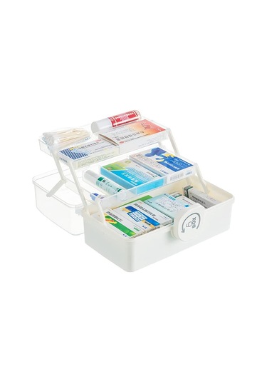 Anjiexun Katlı Katlanır Tepsili Plastik Saklama Kutusu, 29 X 16 X 15,7 Cm, Beyaz Beyaz