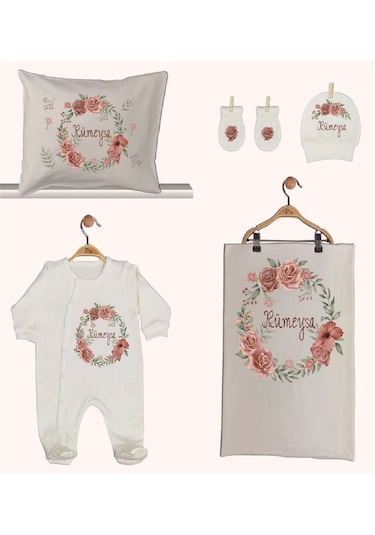 Pia Baby Gl 1937-02 İsme Özel Beşli Tulum Set Krem