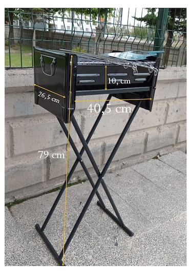 Emaye Katlanır Piknik Mangal Ayaklı 6 Şiş Hediyeli