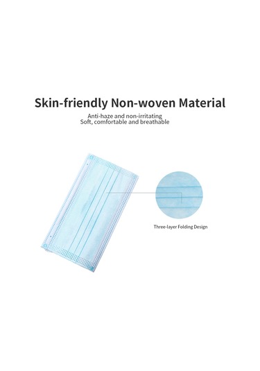 Vkemall 50 Adet Tek Kullanımlık Mavi Maske - 3 Katlı Tekstil, Toz Ve Toz Partiküllerine Koruma, Nemlendirici Ve Konforlu Kulaklı