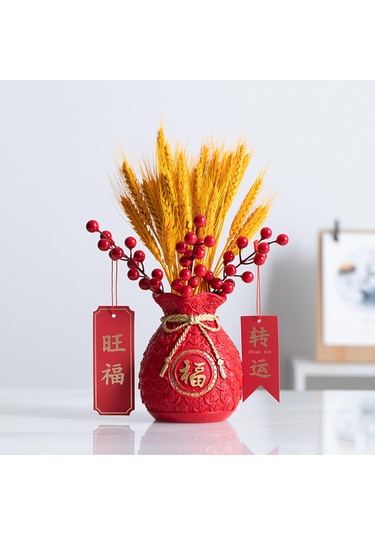 Suntek Çin Yeni Yılı Feng Shui Nimet Çantası Vazo Kırmızı