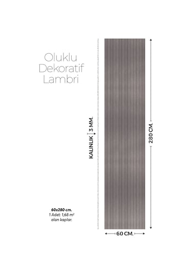 Brano Antrasit Desenli Duvar Lambiri 60x280 Cm-kendinden Yapışkanlı 9-2