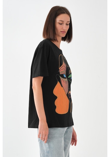 Alexandergardı Baskılı Basic Kadın T-shirt Ekru