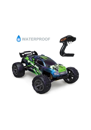 Elektrikli Rc 1:8 Ölçek Servo Motor Süspansiyonlu Arazi Aracı Spor Araç 85 Km Hız Rc Araç - Yeşil