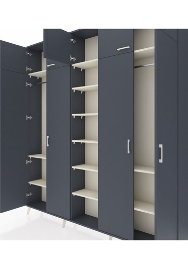 Arges Dolap 12 Raflı 9 Kapaklı 2 Askılı 220x30x243 Antrasit-antrasit/aytaşı Antrasıt/aytası